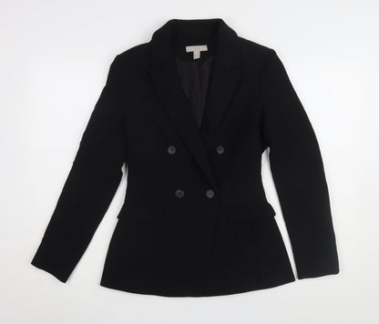 H&M Womens Black Double-Breasted Blazer Size 6