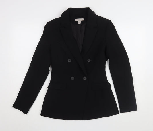 H&M Womens Black Double-Breasted Blazer Size 6