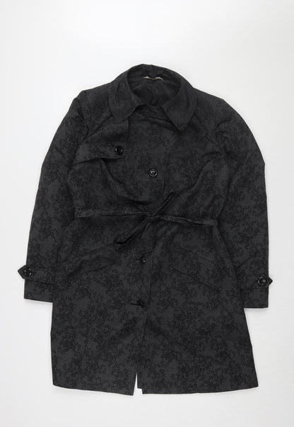 Marks & Spencer Women's Grey Floral Trench Coat Size 12