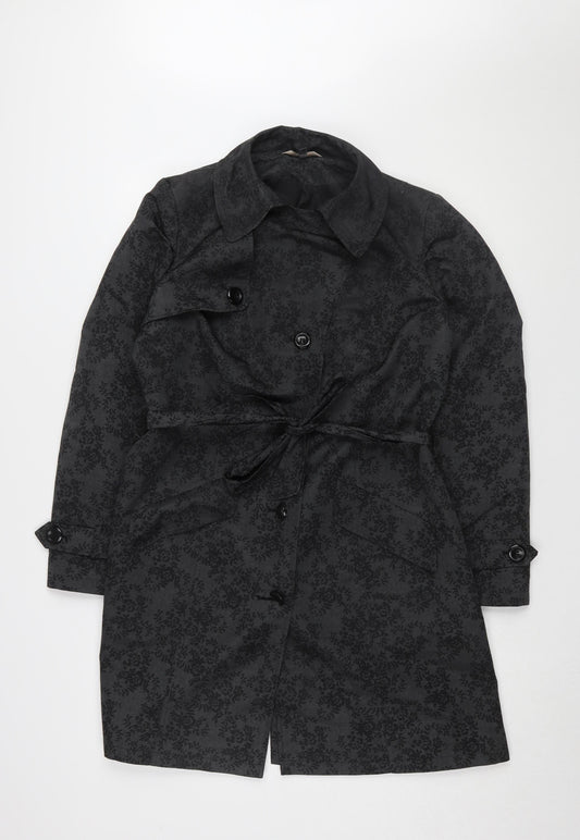Marks & Spencer Women's Grey Floral Trench Coat Size 12