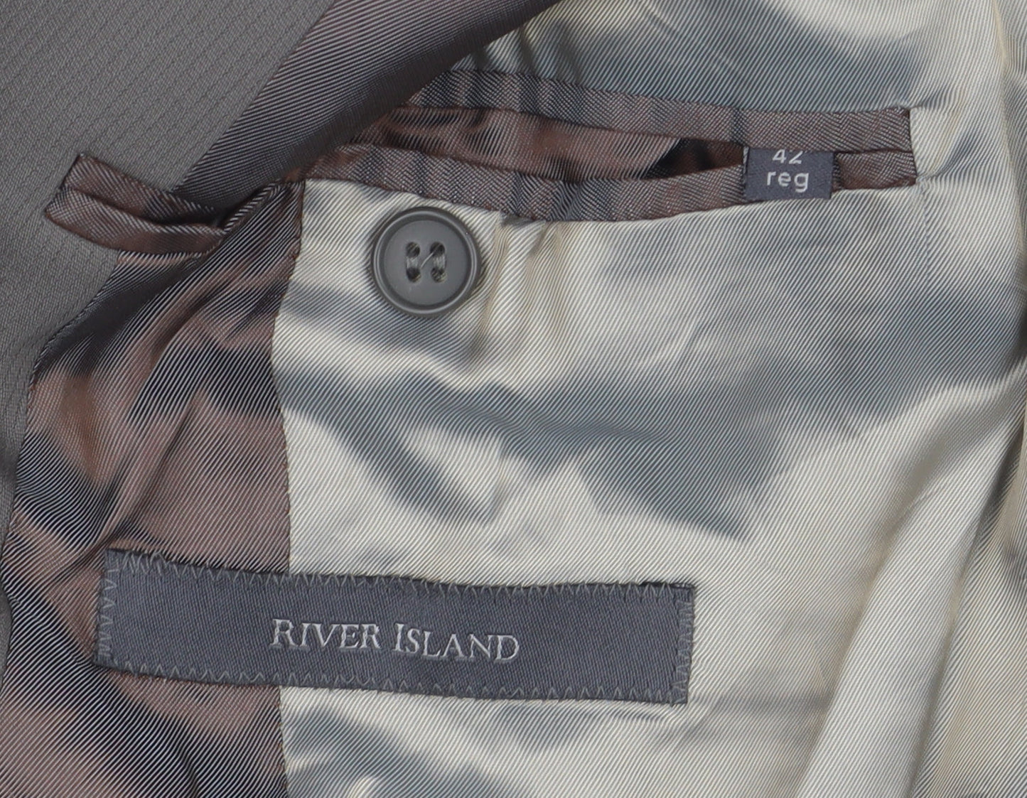 Mens UK Size 42 River Island Regular Brown Suit Jacket