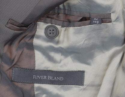 Mens UK Size 42 River Island Regular Brown Suit Jacket