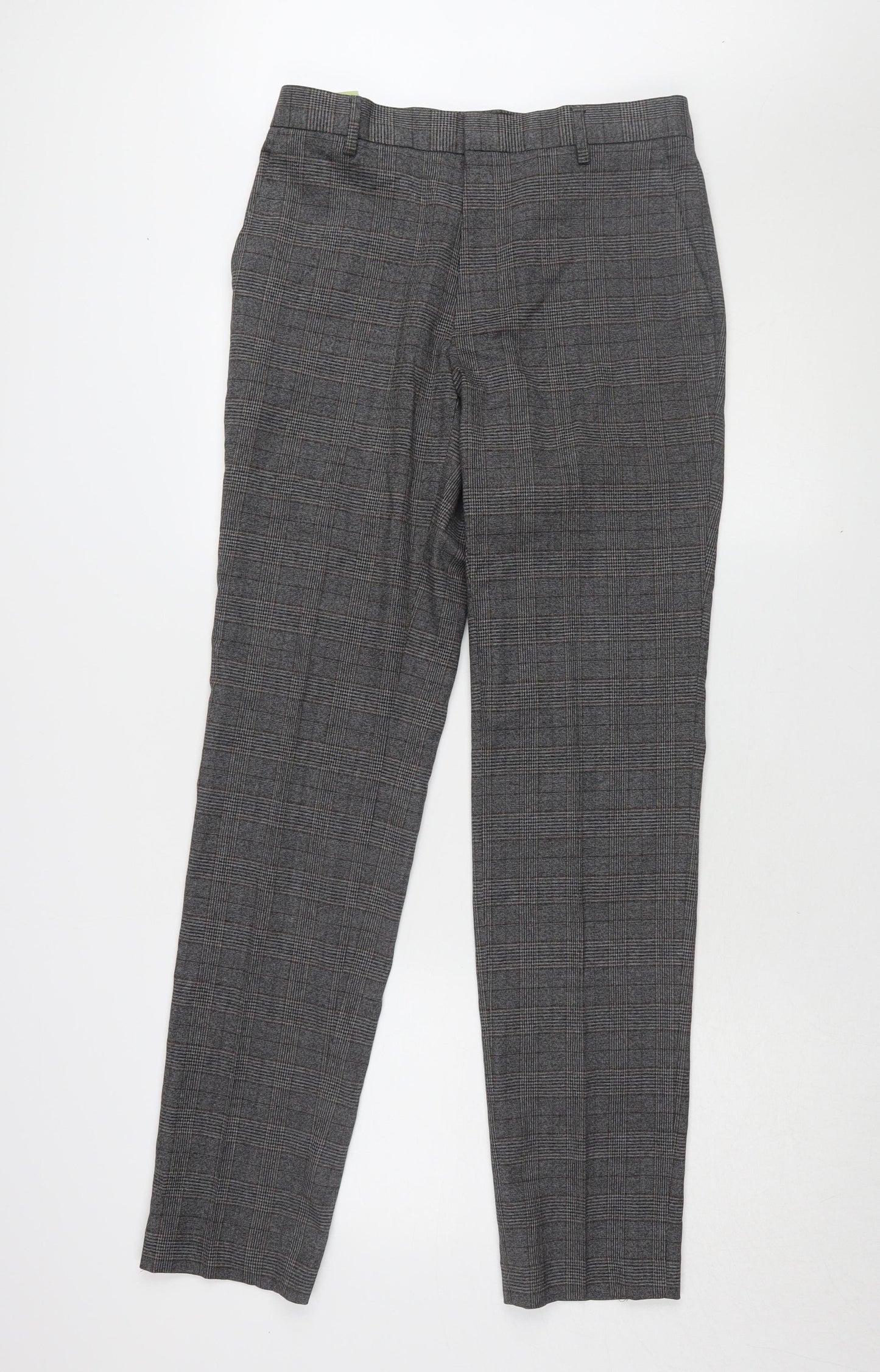 Marks and Spencer Men's Grey Slim Fit Check Trousers