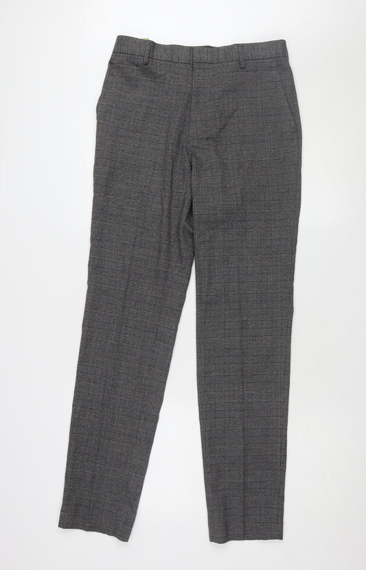 Marks and Spencer Men's Grey Slim Fit Check Trousers