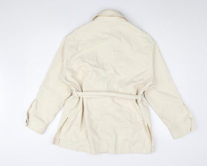 H&M Women's Ivory Cotton Belted Jacket - Size S