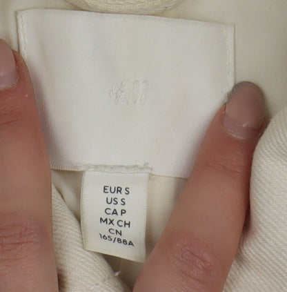 H&M Women's Ivory Cotton Belted Jacket - Size S