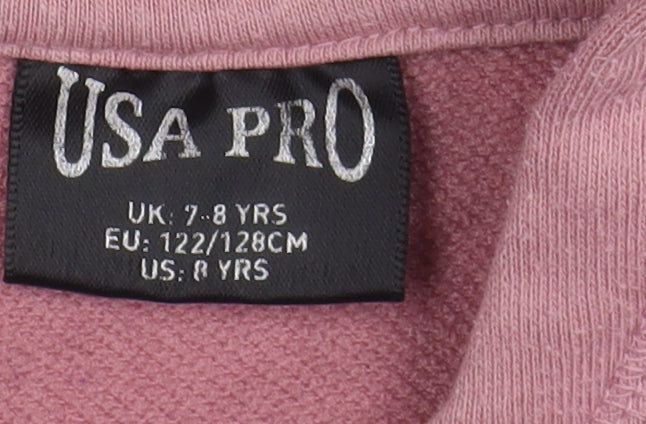 USA Pro Girls Pink Hoodie, Pullover, 7-8 Years, All Seasons