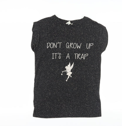 Teens UK Size 10 Disney Black Basic T-Shirt