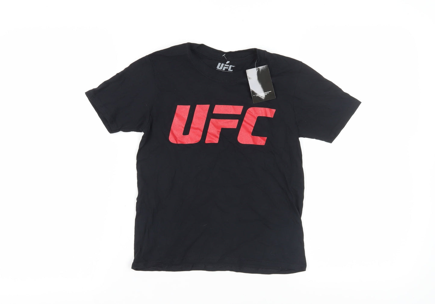 UFC Boys Black Cotton T-Shirt 7-8 Years Sports Logo