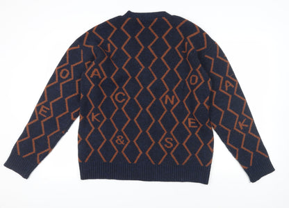 Jack & Jones Men's Brown Geometric M Cardigan