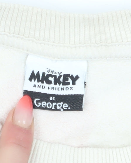 George Girls White Mickey Mouse Graphic Sweatshirt 9-10 Years