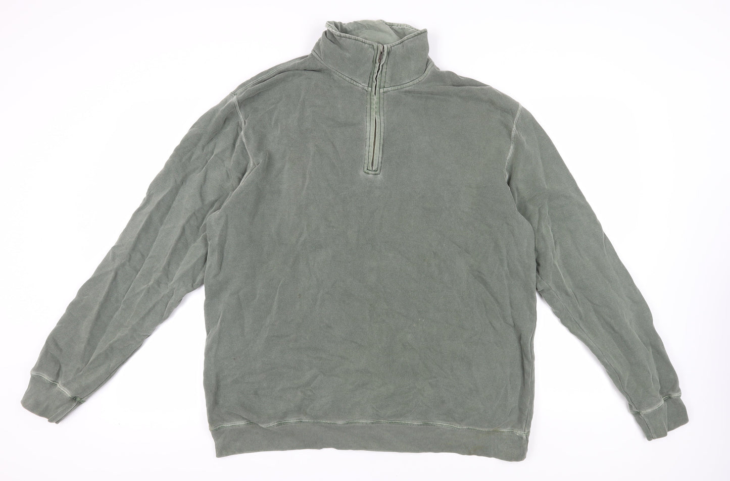 Mens UK Size L Lands' End Green 1/4 Zip Sweatshirt