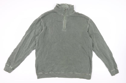 Mens UK Size L Lands' End Green 1/4 Zip Sweatshirt