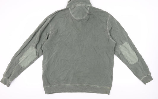 Mens UK Size L Lands' End Green 1/4 Zip Sweatshirt