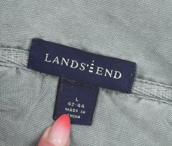 Mens UK Size L Lands' End Green 1/4 Zip Sweatshirt