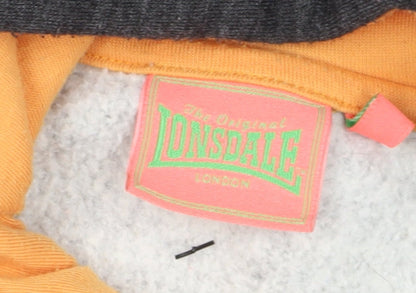 Lonsdale Women's Grey Pullover Hoodie Size 10, Graphic Print