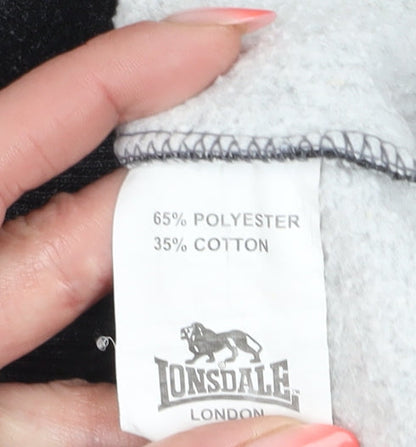 Lonsdale Women's Grey Pullover Hoodie Size 10, Graphic Print