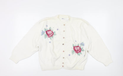 Dash Women's Ivory Floral Cardigan, Size M