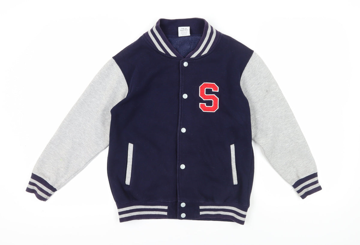 Additional front view of Malcolm & Gerald boys’ blue varsity jacket 12-13 years