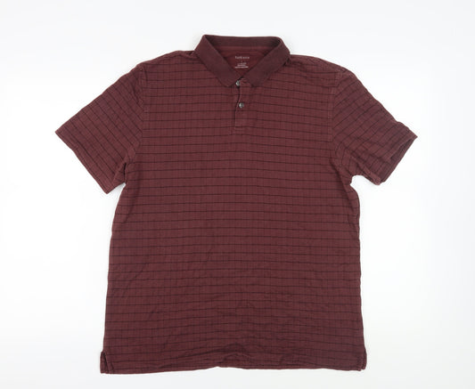 Van Heusen Men's Red Check Polo Size L