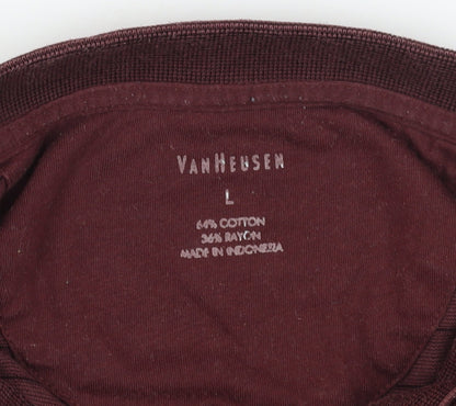 Van Heusen Men's Red Check Polo Size L