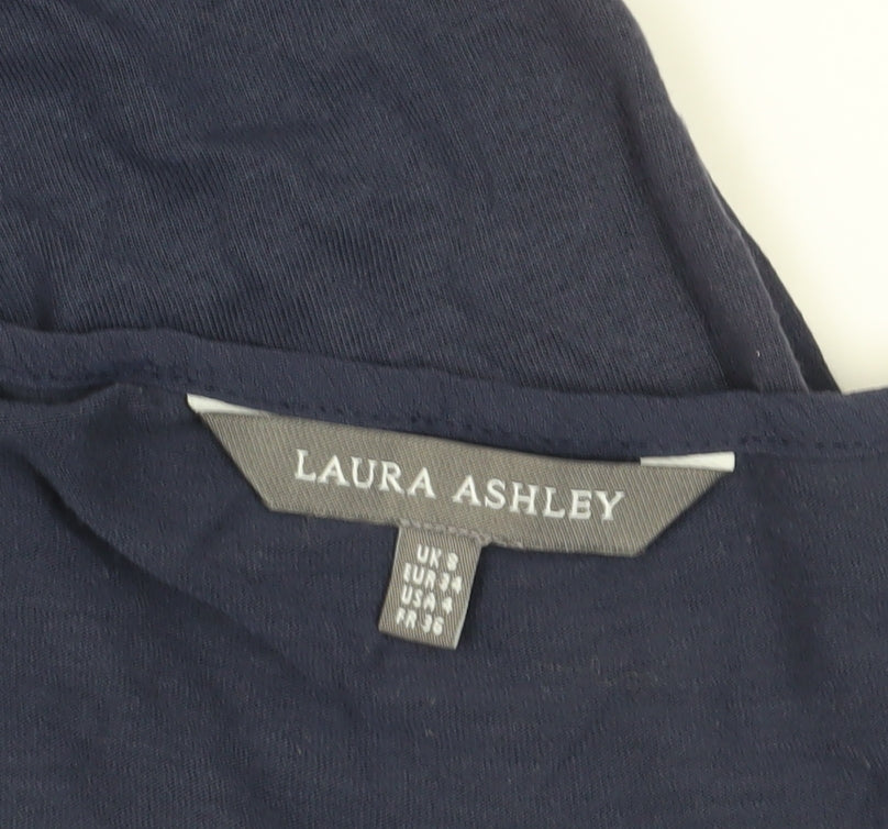 Womens UK Size S Laura Ashley Blue Basic T-Shirt