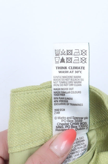 Marks and Spencer Women's Green Linen Blend Shorts 22