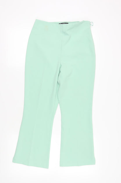 Womens UK Size 10 Miss Selfridge Regular Fit Flared Green Trousers
