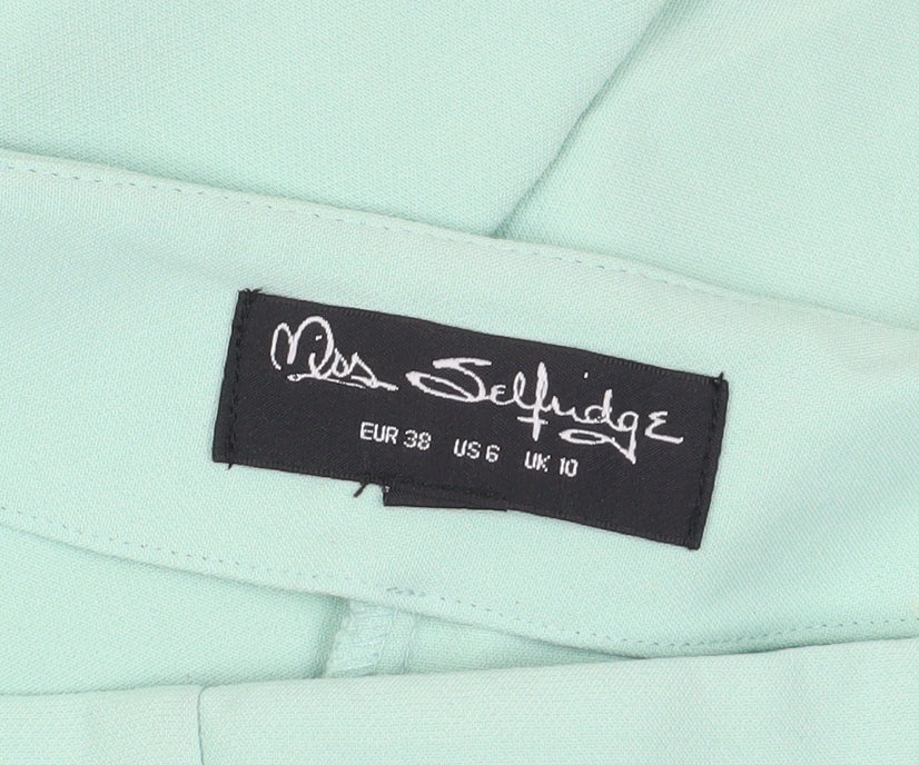 Womens UK Size 10 Miss Selfridge Regular Fit Flared Green Trousers