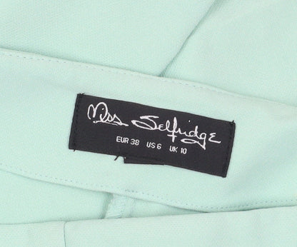 Womens UK Size 10 Miss Selfridge Regular Fit Flared Green Trousers