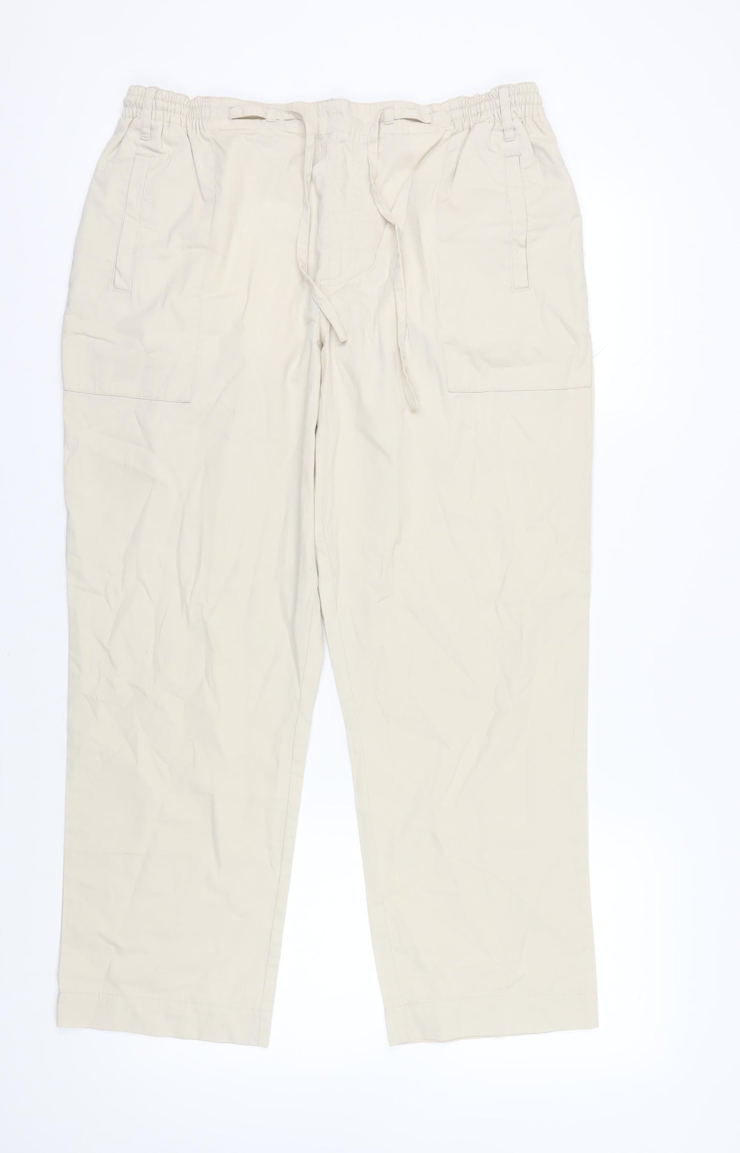 Unisex Adultss UK Size L Cotton Traders Relaxed Fit Cargo Beige Trousers