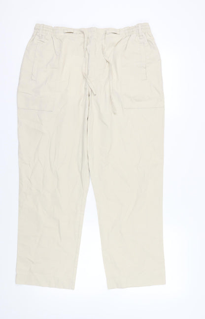 Unisex Adultss UK Size L Cotton Traders Relaxed Fit Cargo Beige Trousers