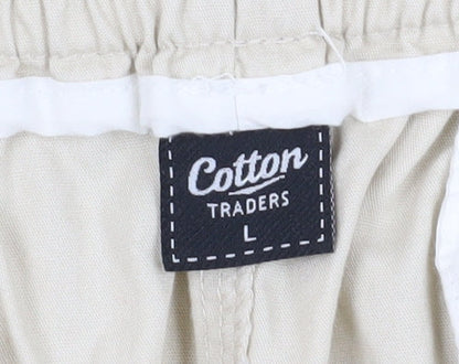 Unisex Adultss UK Size L Cotton Traders Relaxed Fit Cargo Beige Trousers