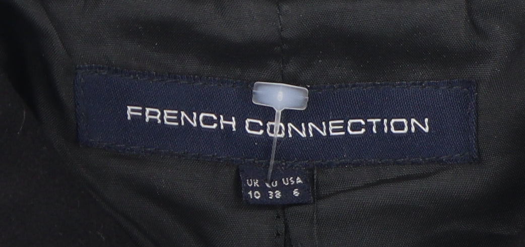 Womens UK Size 10 French Connection Black Overcoat