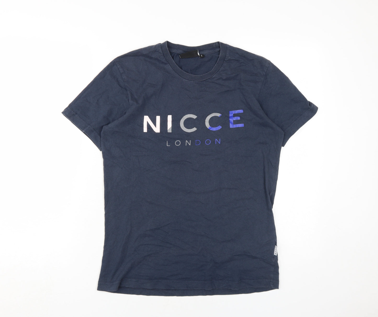 Nicce Men's Blue Crew Neck T-Shirt, Size S, with Logo