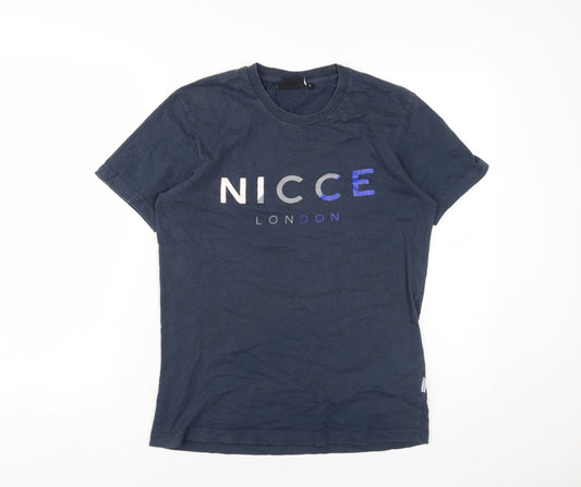 Nicce Men's Blue Crew Neck T-Shirt, Size S, with Logo