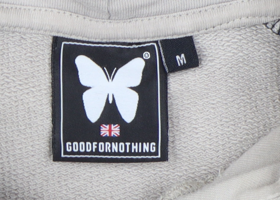 GoodForNothing Unisex Hoodie M Black Beige Colourblock