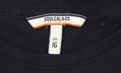 SoulCal Unisex Black T-Shirt, Size 16, Crew Neck