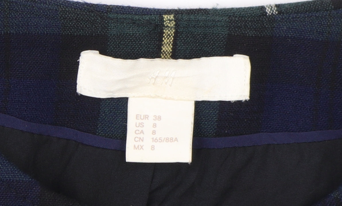 H&M Women's Plaid Shift Dress, Size 10, Multicoloured