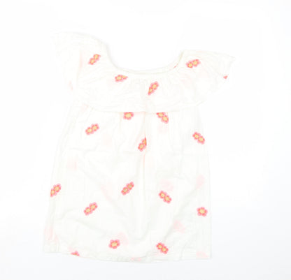 Cotton On Kids Girls White Floral Embroidered Dress 4 Years