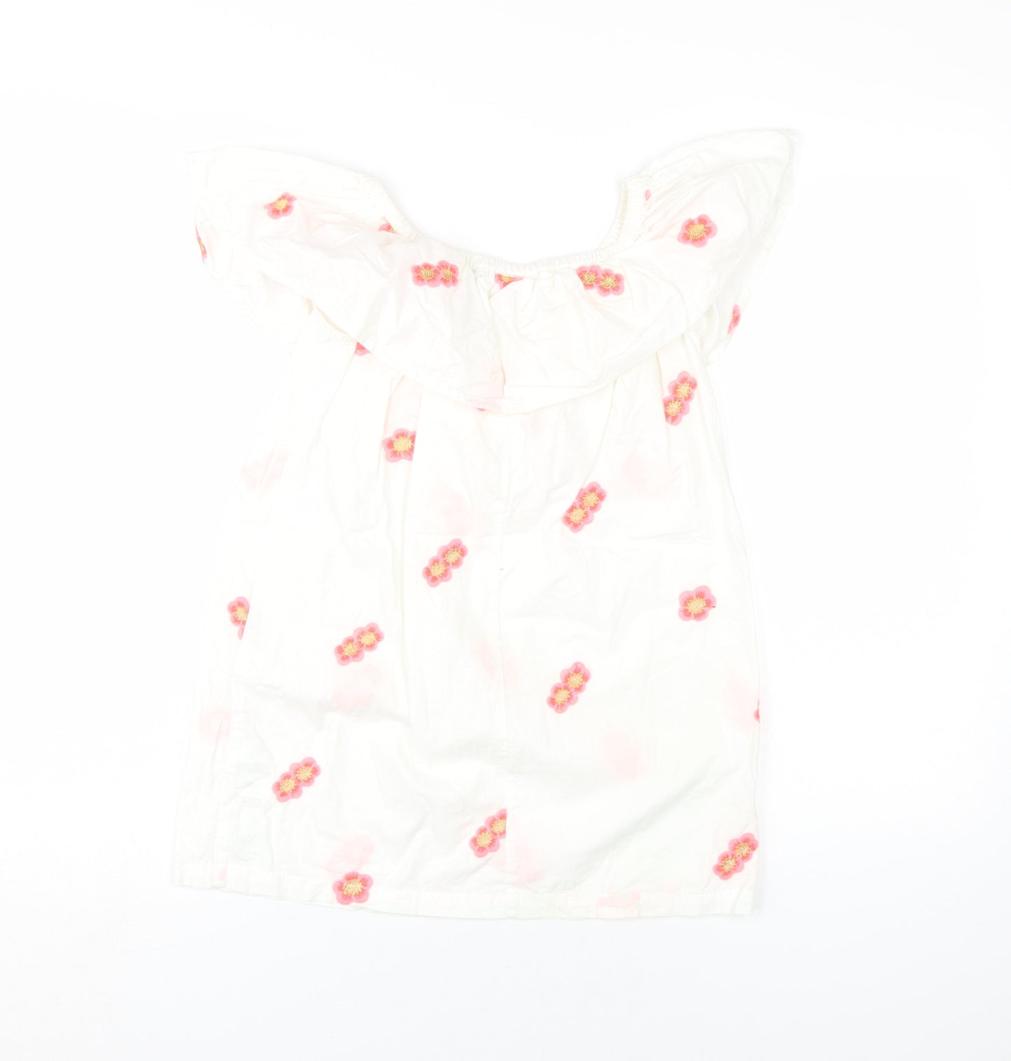 Cotton On Kids Girls White Floral Embroidered Dress 4 Years