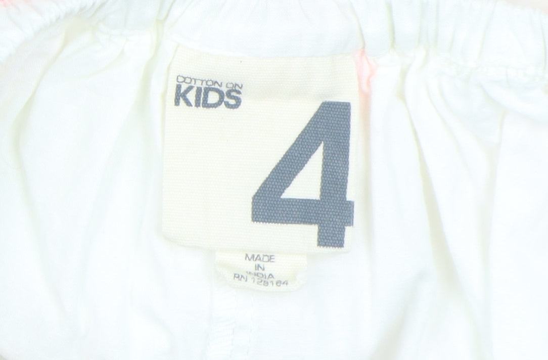 Cotton On Kids Girls White Floral Embroidered Dress 4 Years