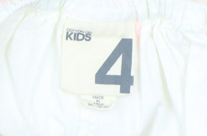 Cotton On Kids Girls White Floral Embroidered Dress 4 Years