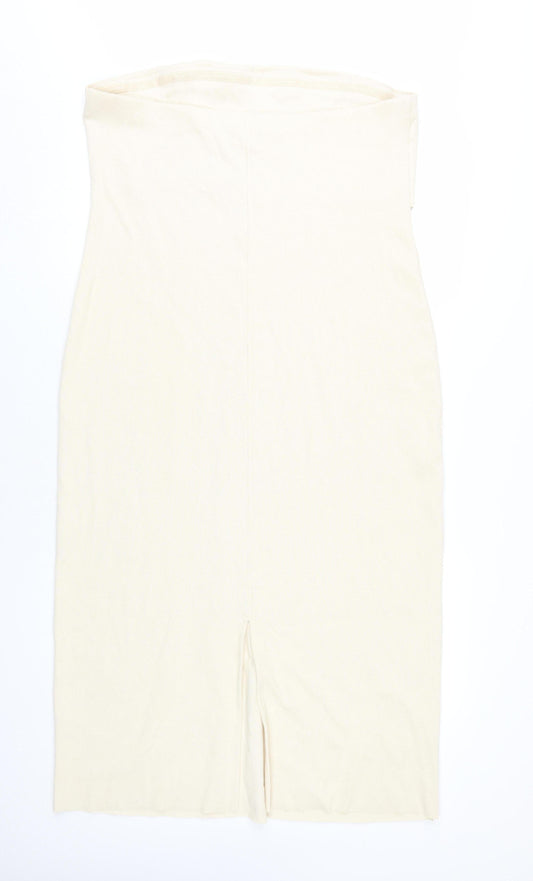 Marks and Spencer Women's Beige Strapless Dress Size 18