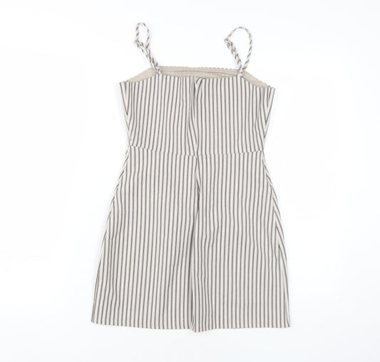 Pull & Bear Women's Grey Striped Slip Dress Size 8