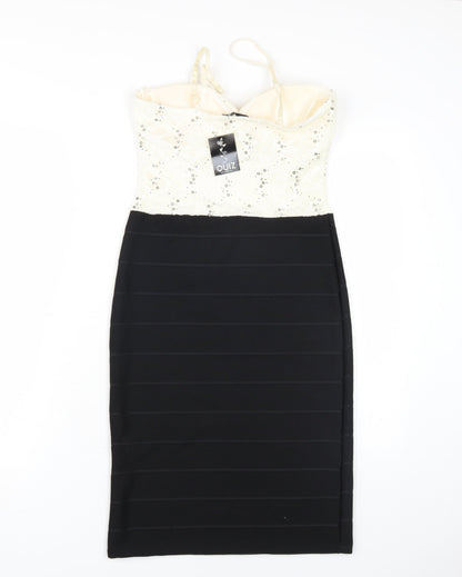 Quiz Women's Black Ivory Bodycon Dress Size 12 Sleeveless