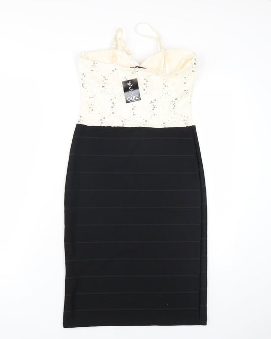 Quiz Women's Black Ivory Bodycon Dress Size 12 Sleeveless