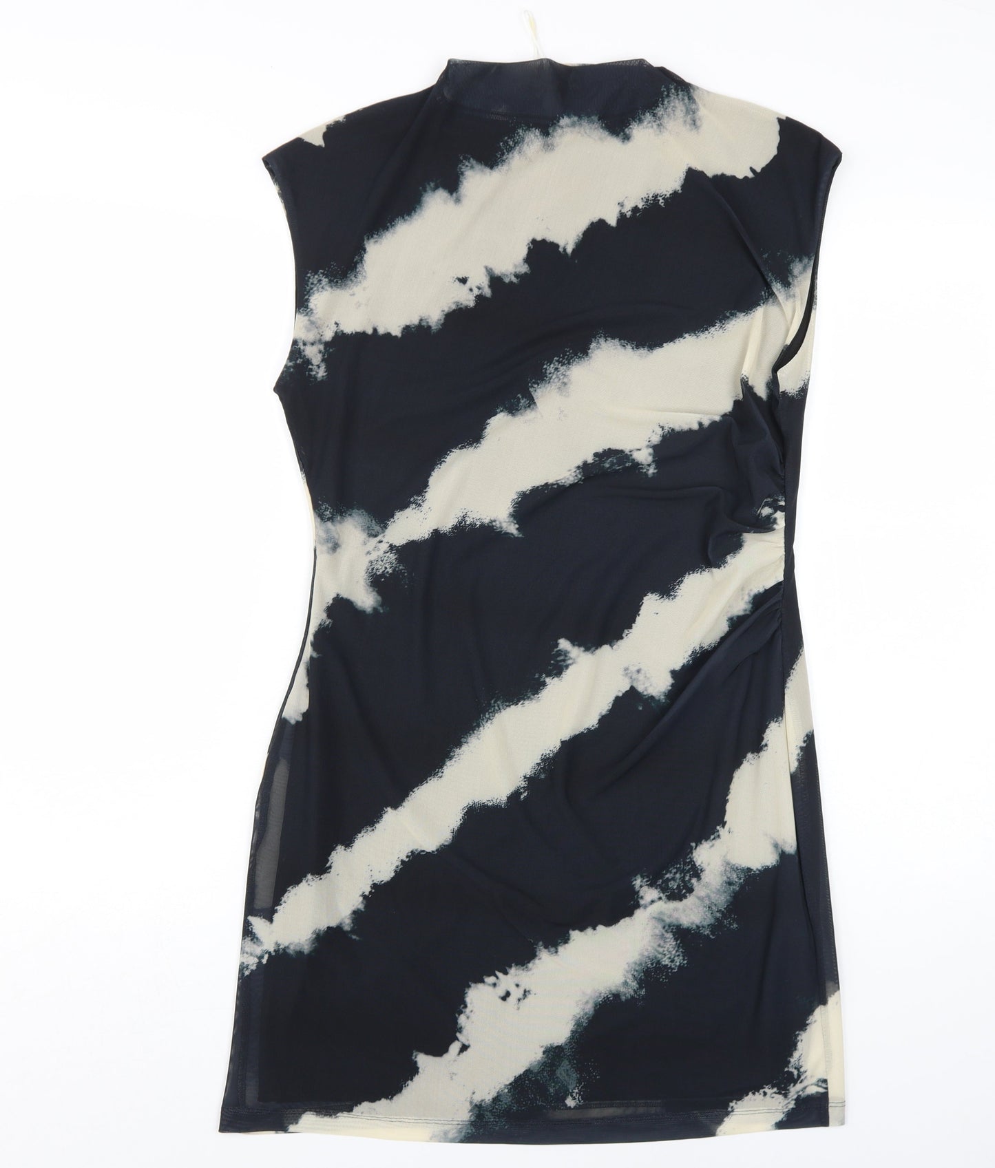 Marks and Spencer Women Black Beige Mock Neck Dress