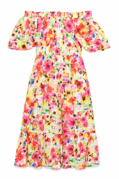 Next Women’s Multicoloured Floral Midi Off-Shoulder Dress