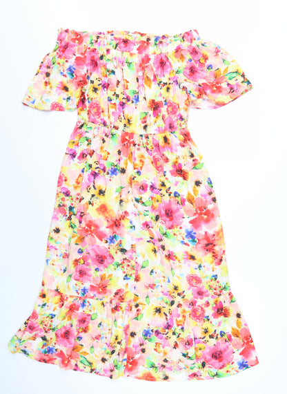 Next Women’s Multicoloured Floral Midi Off-Shoulder Dress